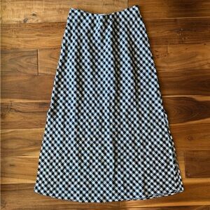 J. Crew Black and White Gingham Skirt linen XXS side slits
